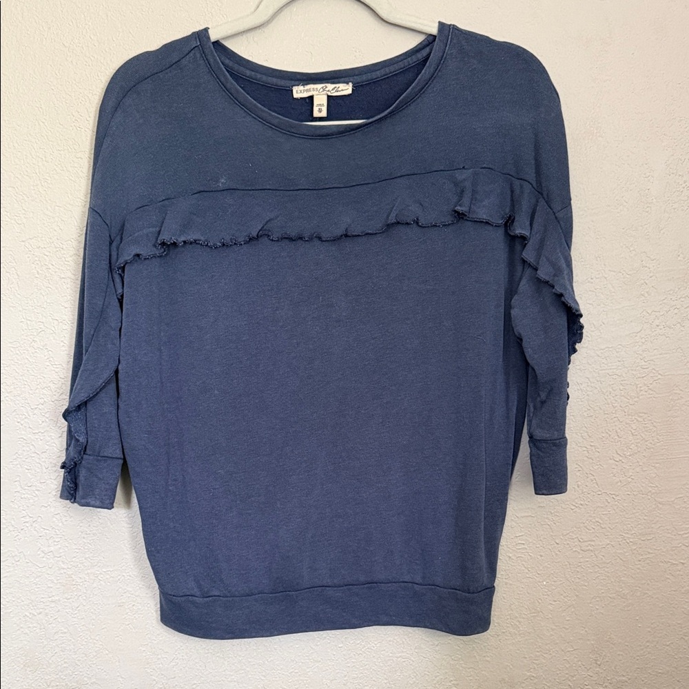 Express Navy Ruffle Detail Sweatshirt